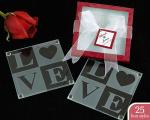 love glass coasters in personality box